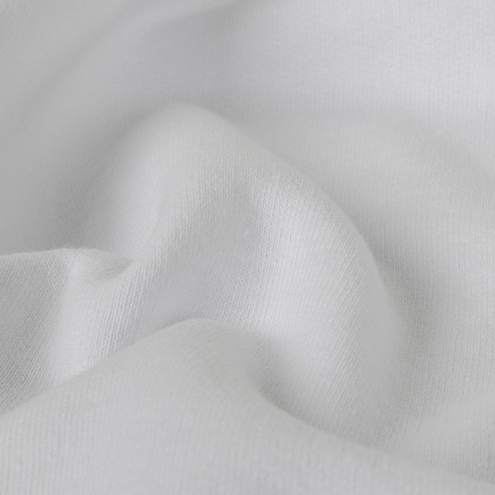 White Cotton Fleece Backed Jersey - Detail