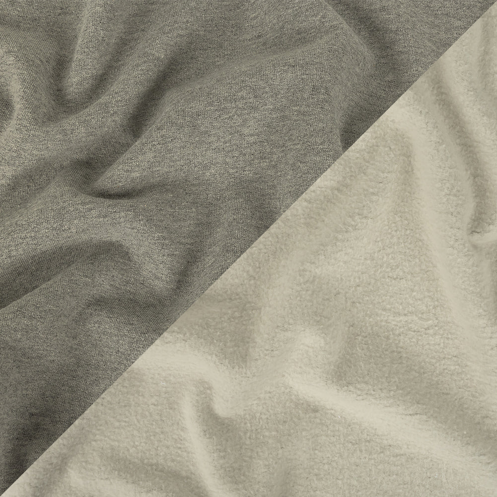 Cotton Fleece Backed Jersey - Heathered Gray and Ivory - Leida Collection