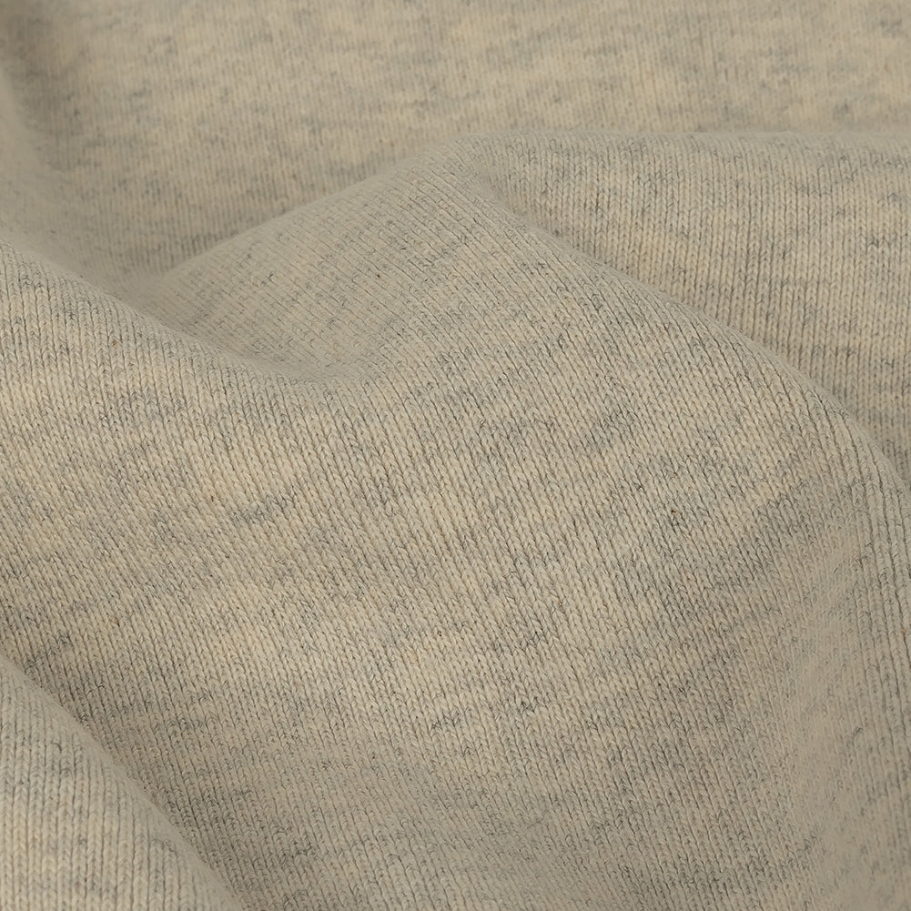 Heathered Moonbeam and Quarry Tubular Cotton 1x1 Rib Knit - Detail