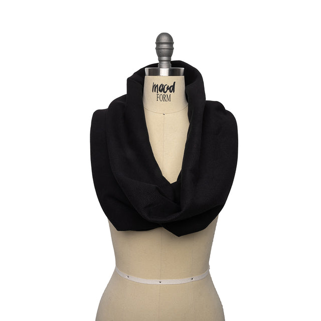 Cotton Tubular 2x2 Rib Knit - Black - Adile Collection