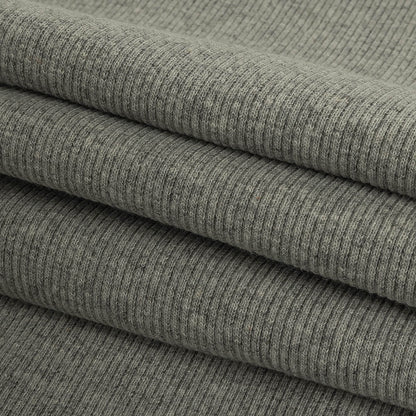 Heathered Gray Tubular Cotton 2x2 Rib Knit - Folded