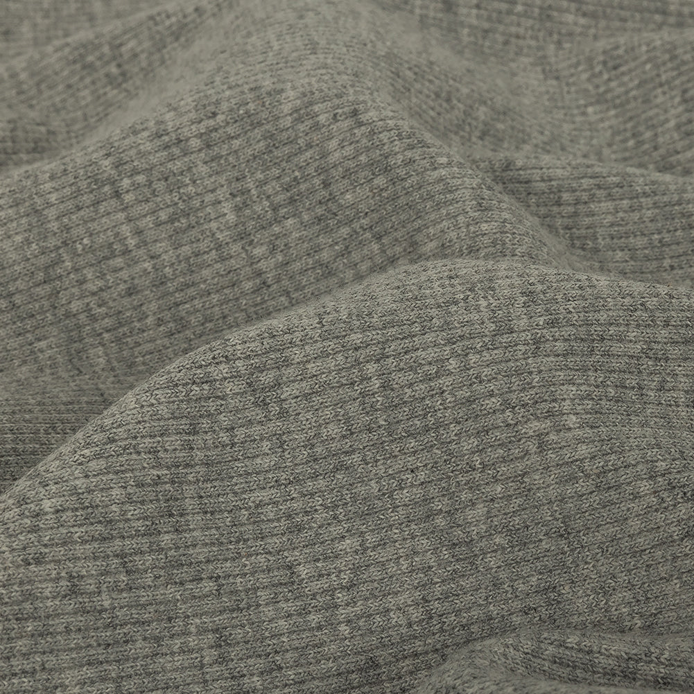Heathered Gray Tubular Cotton 2x2 Rib Knit - Detail