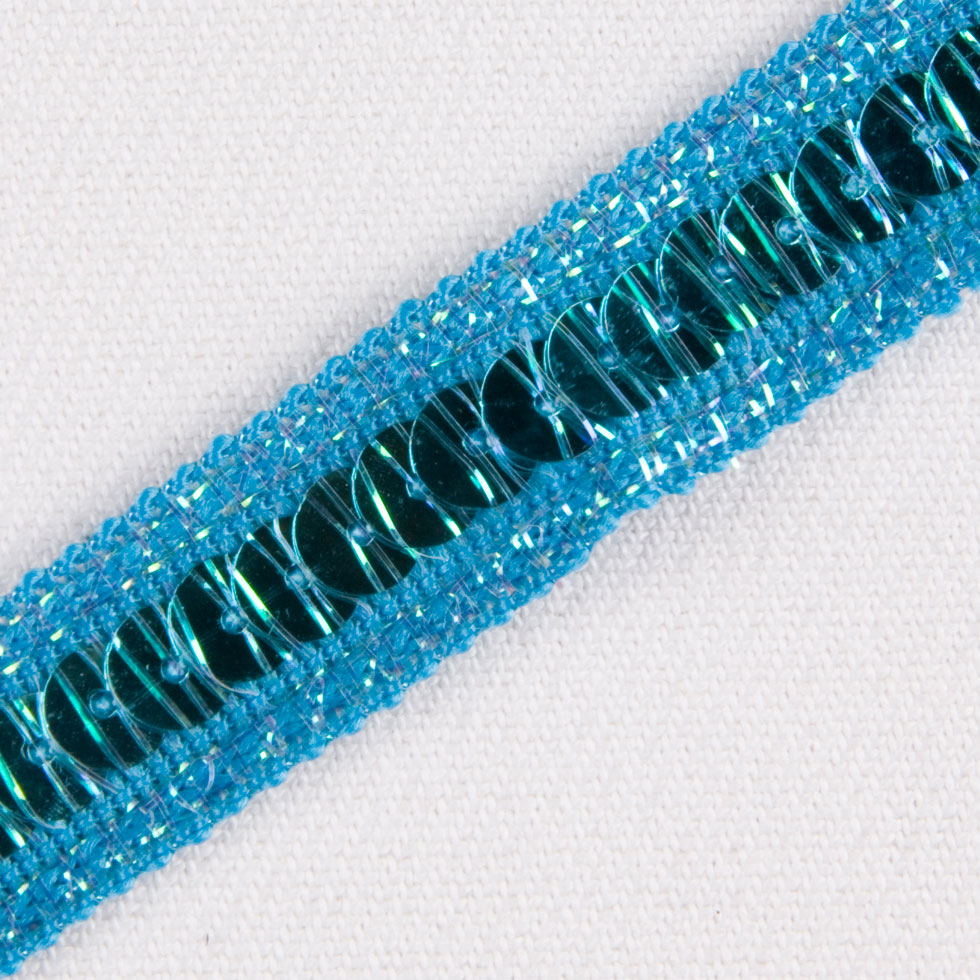 1/2 Bright Blue Fancy Sequin Trim - Detail