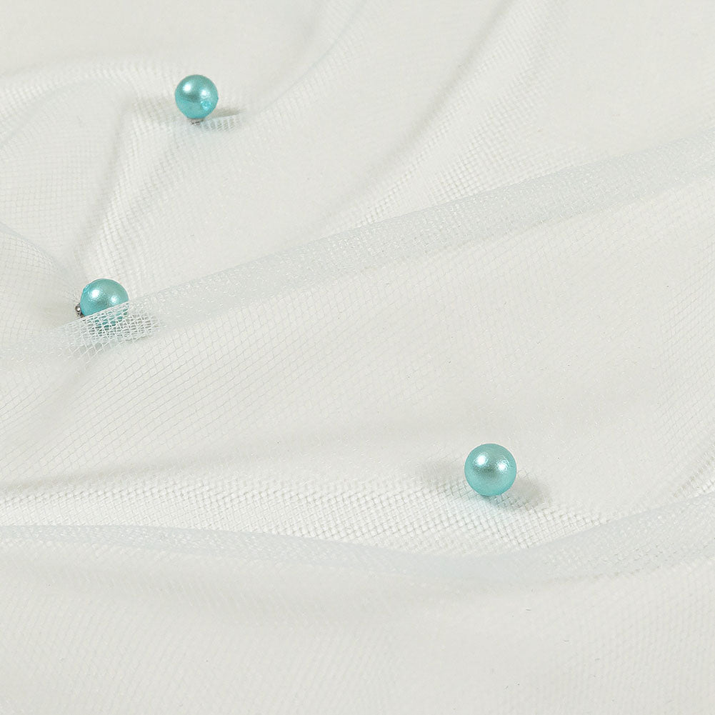 Sylvie Pale Blue Beaded Tulle - Folded