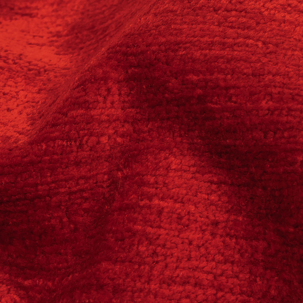 Red Acrylic and Polyester Upholstery Chenille Detail