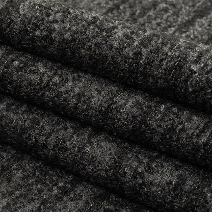 Onyx Striated Upholstery Boucle with Tan Woven Backing - Folded