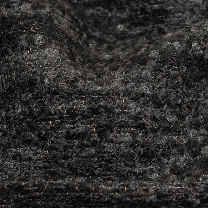Onyx Striated Upholstery Boucle with Tan Woven Backing - Detail