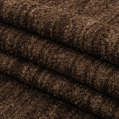 Chocolate Striated Upholstery Boucle with Tan Woven Backing - Folded