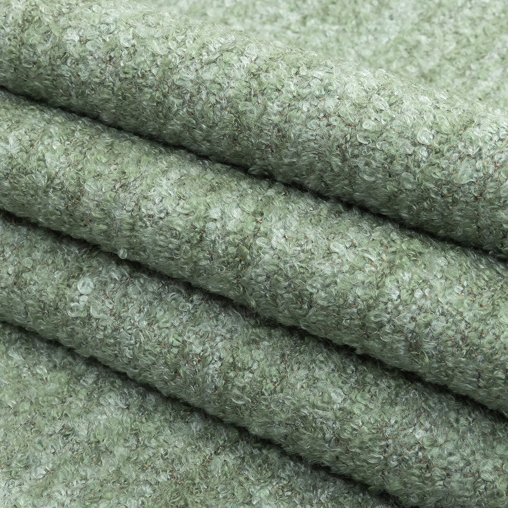 Seaglass Striated Acrylic and Cotton Boucle with Tan Woven Backing Folded