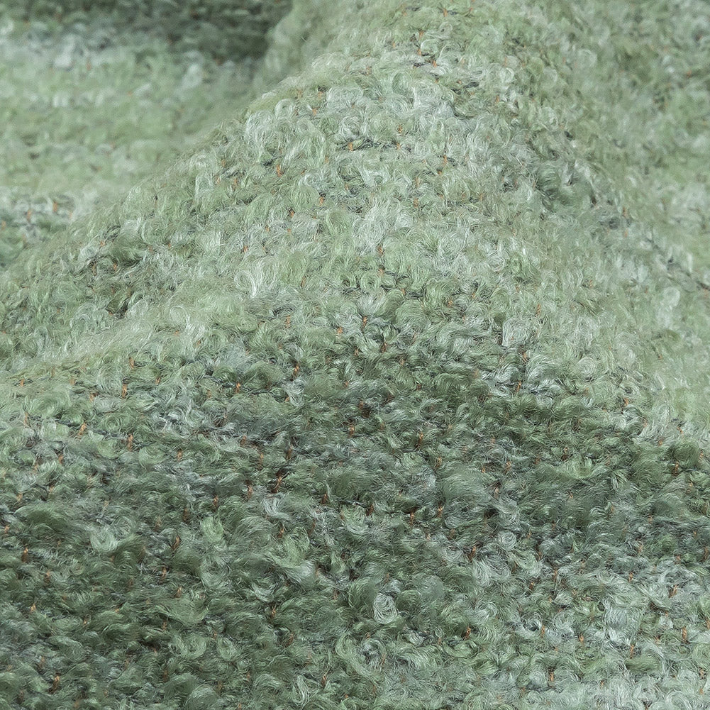Seaglass Striated Acrylic and Cotton Boucle with Tan Woven Backing Detail