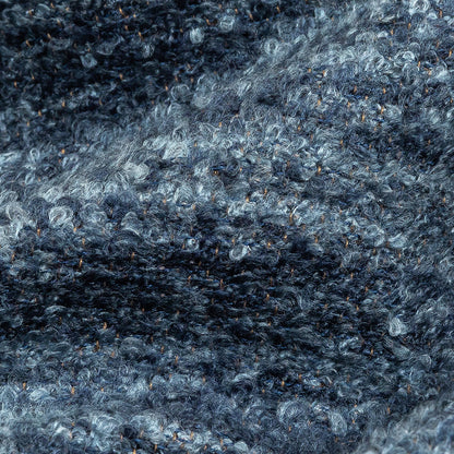 Navy Striated Upholstery Boucle with Tan Woven Backing Detail