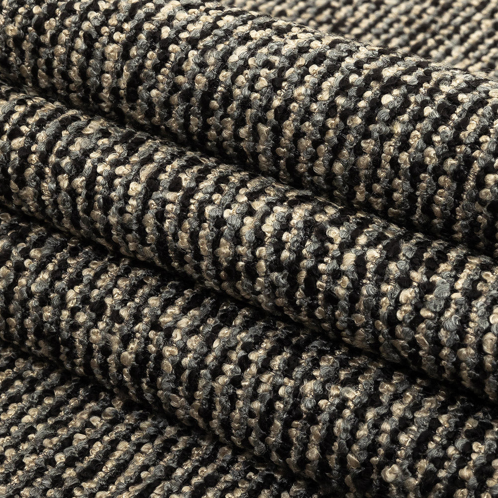 Onyx Striped Acrylic Upholstery Boucle Folded