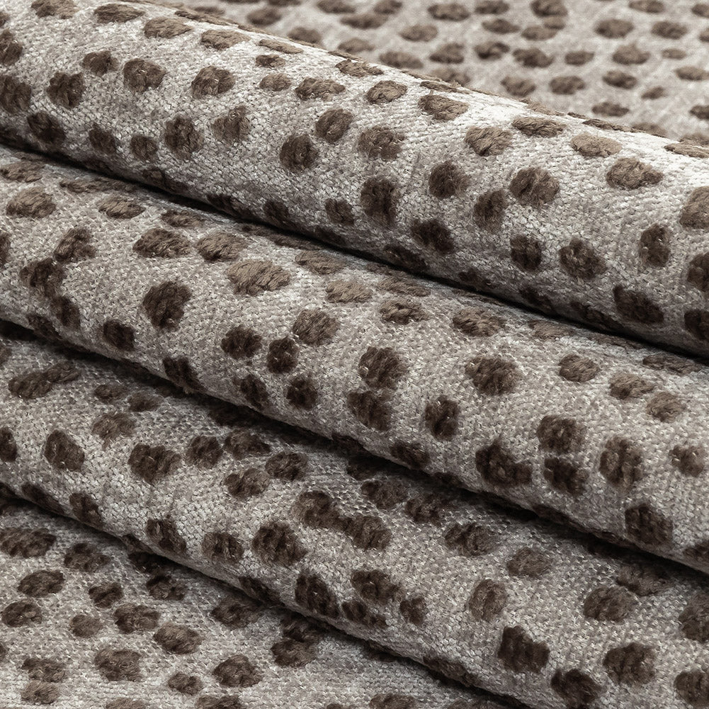 Taupe Raised Spots Acrylic Chenille Woven Folded