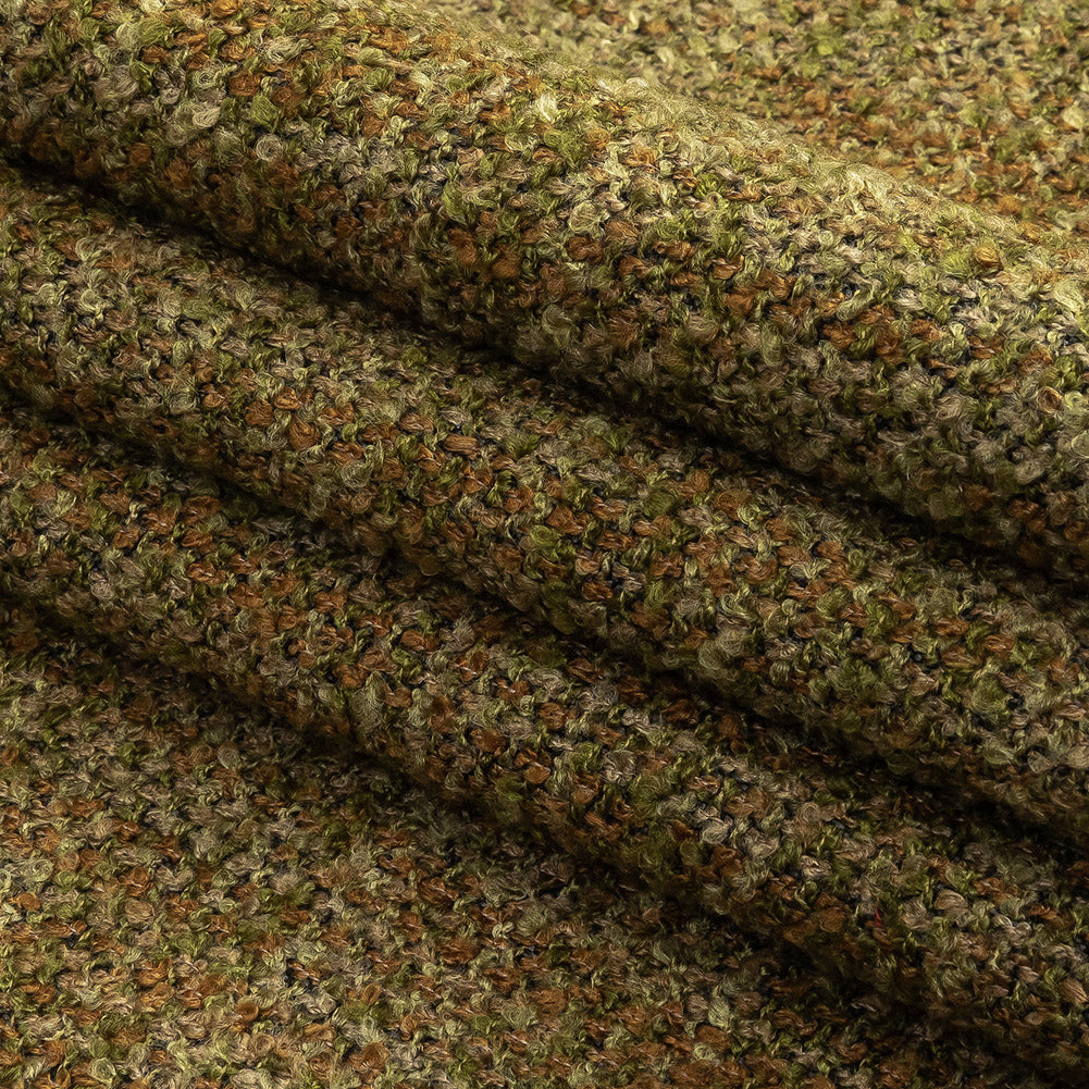 Moss Tweedy Acrylic and Cotton Boucle - Folded
