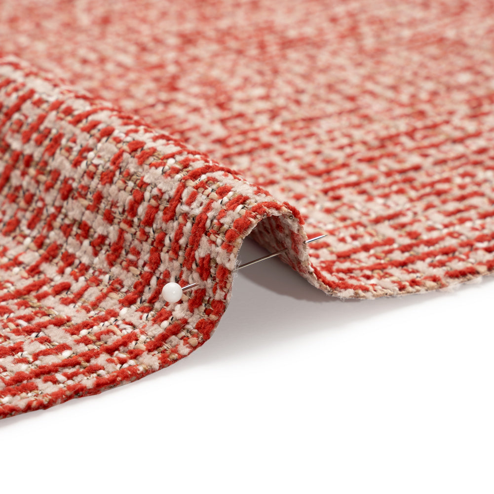Crypton Ruby and Beige Tweed Polyester Upholstery Chenille Detail