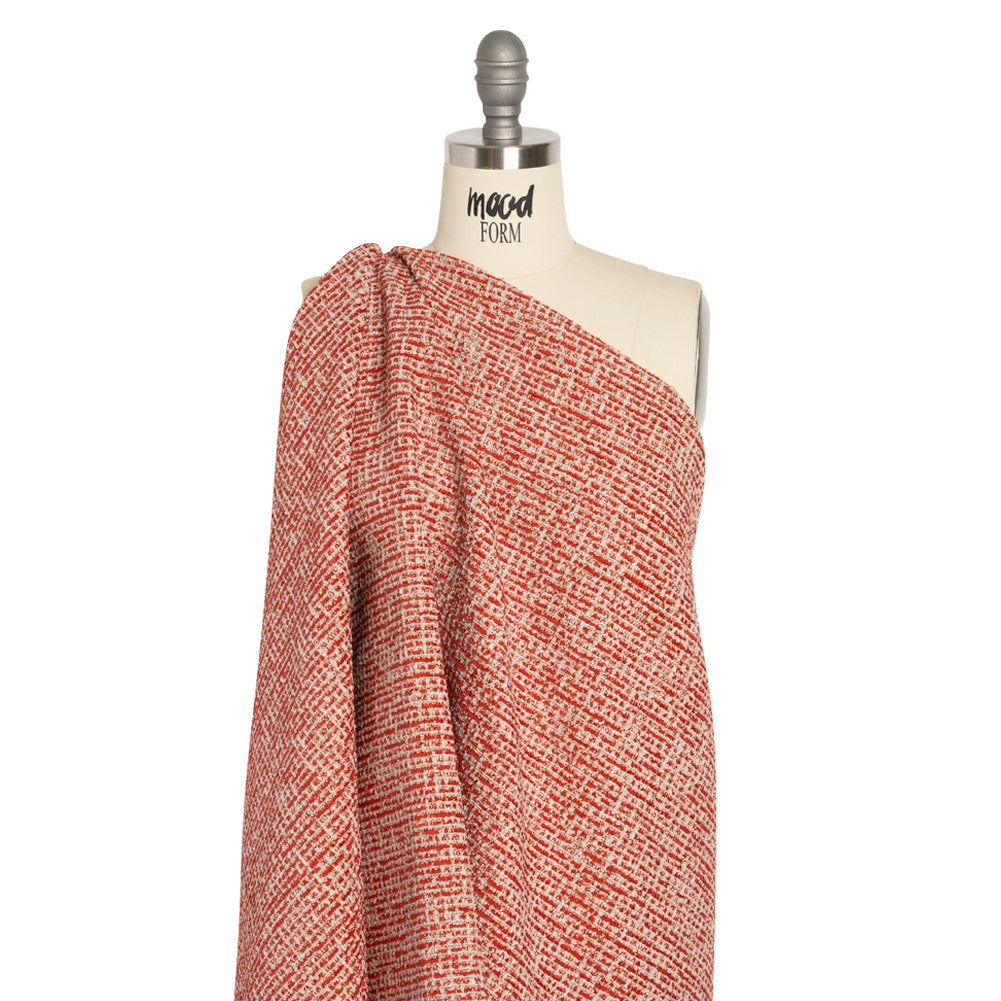 Crypton Ruby and Beige Tweed Polyester Upholstery Chenille Drape