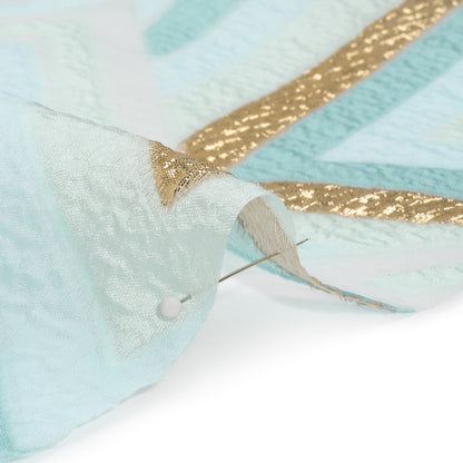 Metallic Gold, Aqua and Teal Chevrons and Arrows Luxury Burnout Brocade Folded