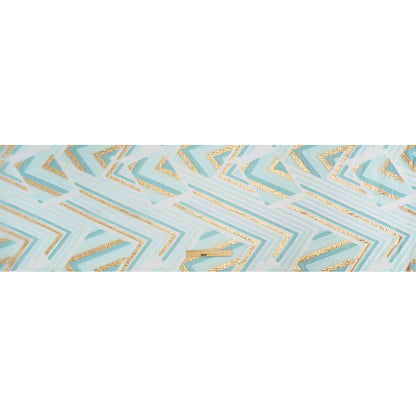 Metallic Gold, Aqua and Teal Chevrons and Arrows Luxury Burnout Brocade Drape