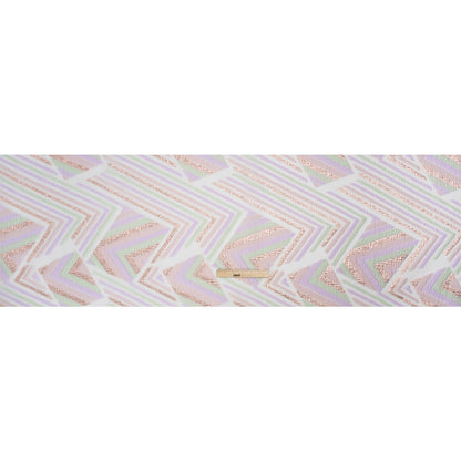 Metallic Rose Gold, Lavender and Mint Chevrons and Arrows Luxury Burnout Brocade - Drape