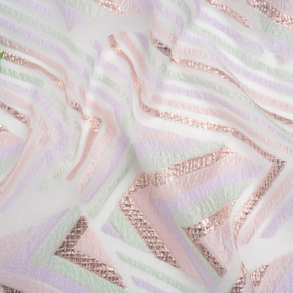 Metallic Rose Gold, Lavender and Mint Chevrons and Arrows Luxury Burnout Brocade