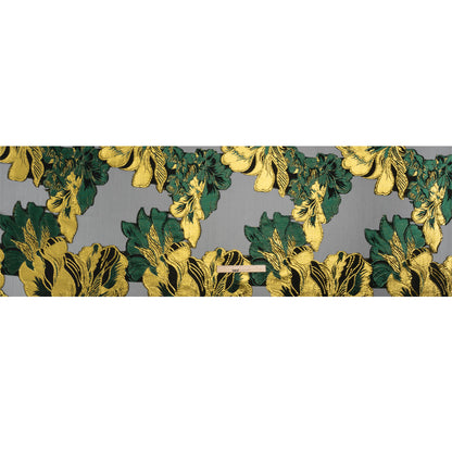 Metallic Forest, Gold and Black Fantastic Flowers Luxury Burnout Brocade - Drape