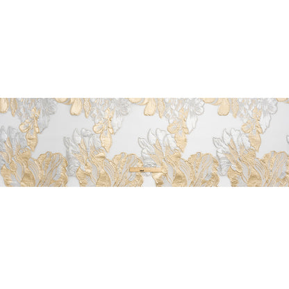 Metallic Gold, Silver and White Fantastic Flowers Luxury Burnout Brocade - Drape