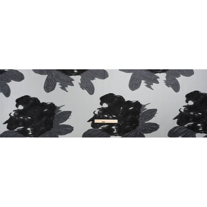 Metallic Black Big Florals Luxury Burnout Brocade Drape
