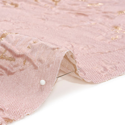 Metallic Gold and Baby Pink Crackled Abstract Luxury Brocade Folded