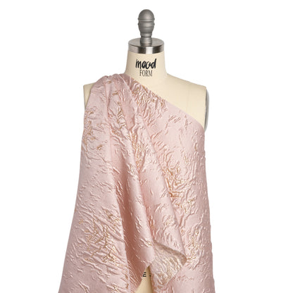 Metallic Gold and Baby Pink Crackled Abstract Luxury Brocade Detail