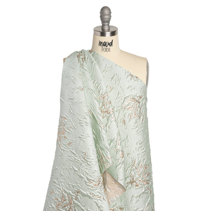 Metallic Gold and Mint Crackled Abstract Luxury Brocade Detail