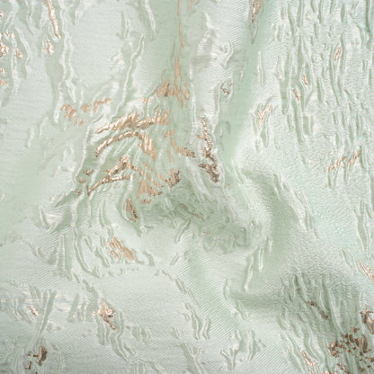 Metallic Gold and Mint Crackled Abstract Luxury Brocade