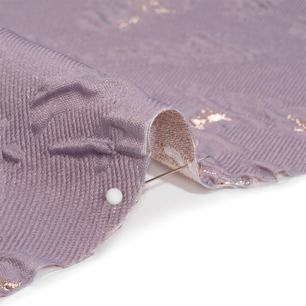 Metallic Rose Gold and Purple Crackled Abstract Luxury Brocade - Folded