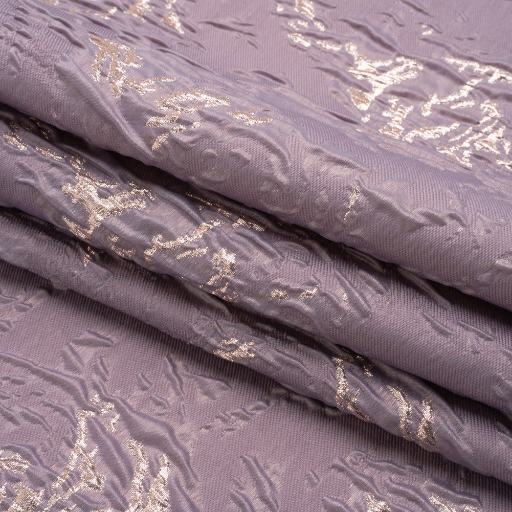 Metallic Rose Gold and Purple Crackled Abstract Luxury Brocade - Full