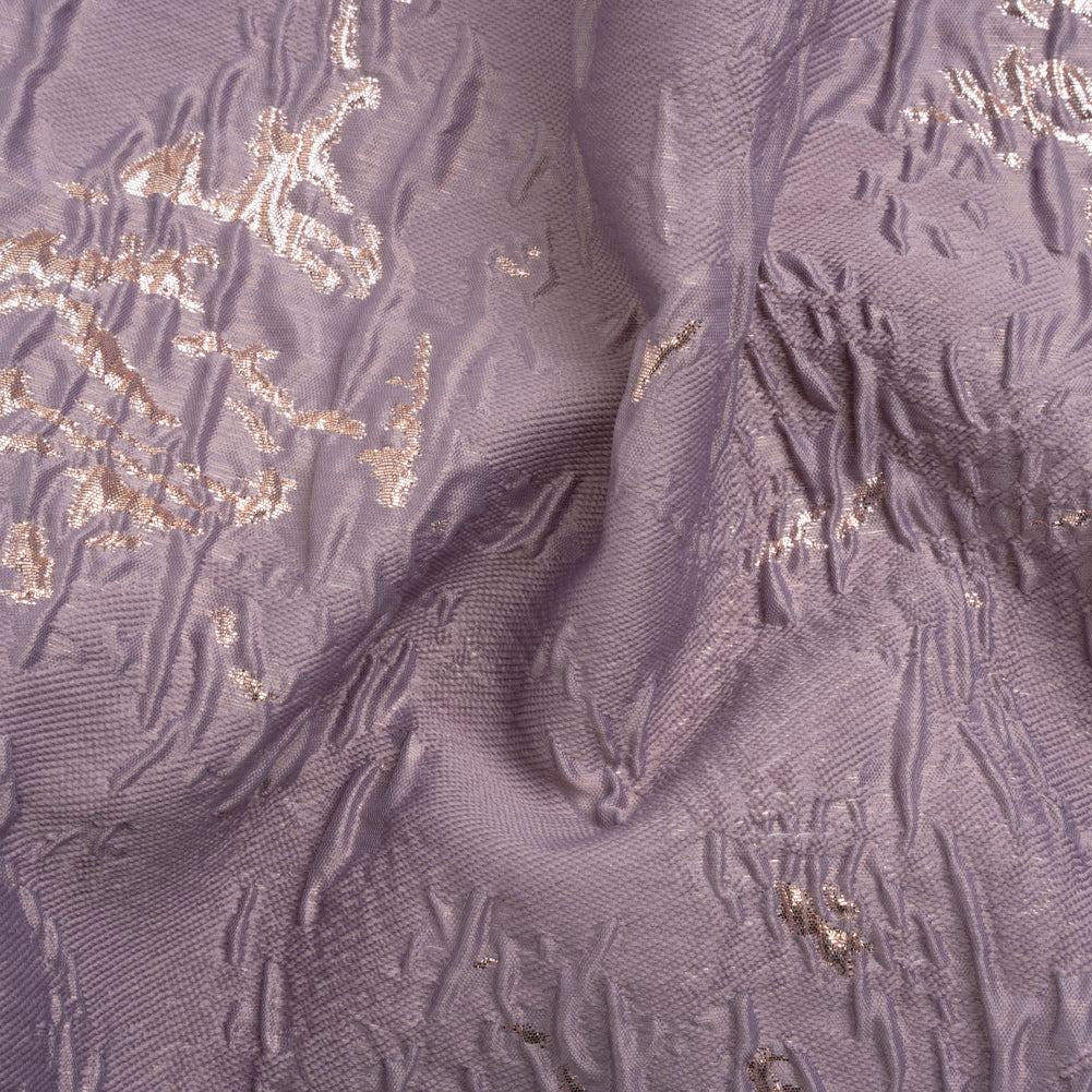 Metallic Rose Gold and Purple Crackled Abstract Luxury Brocade