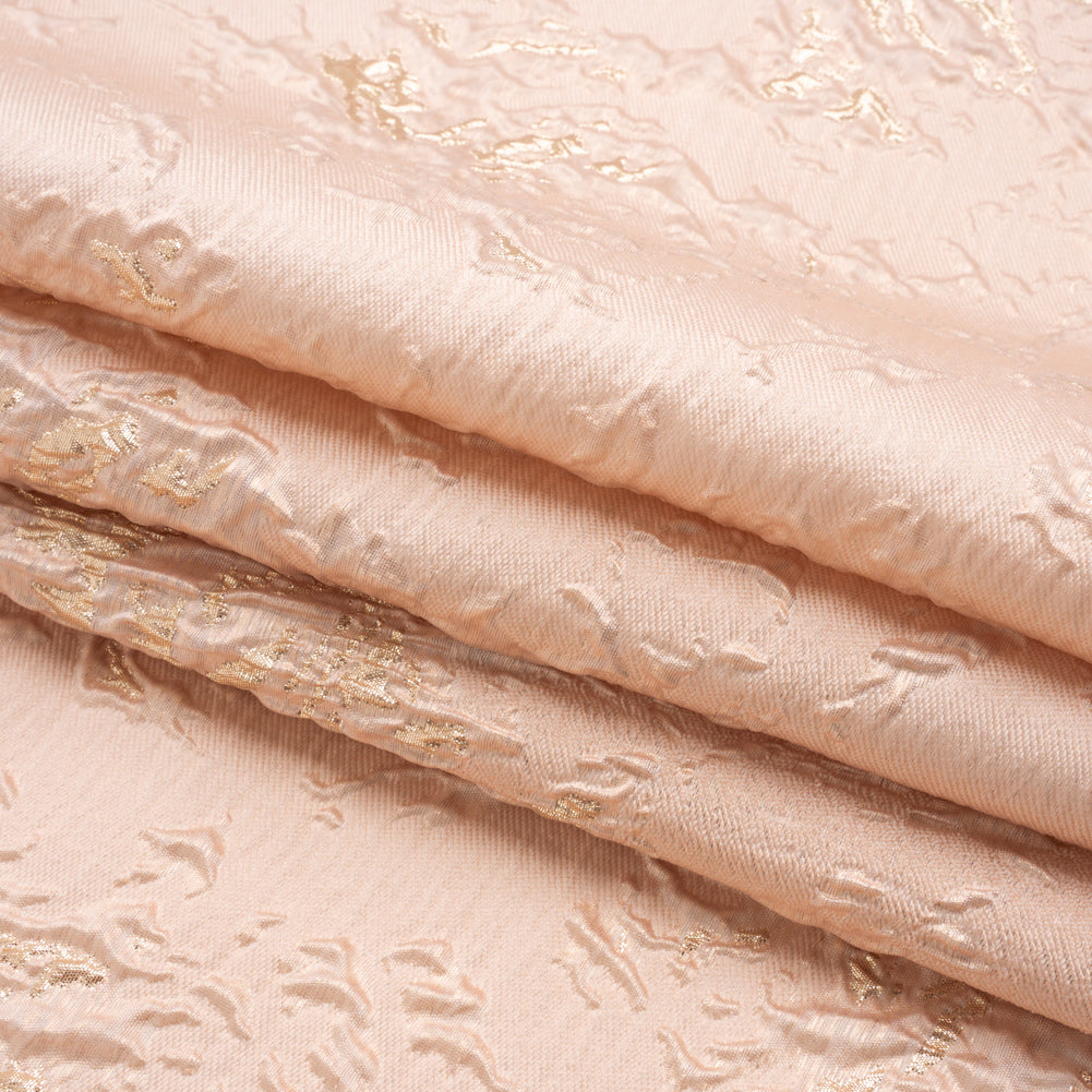Metallic Gold and Pink Crackled Abstract Luxury Brocade Full