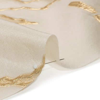 Metallic Gold and Gilded Beige Abstract Embers Luxury Burnout Brocade - Folded