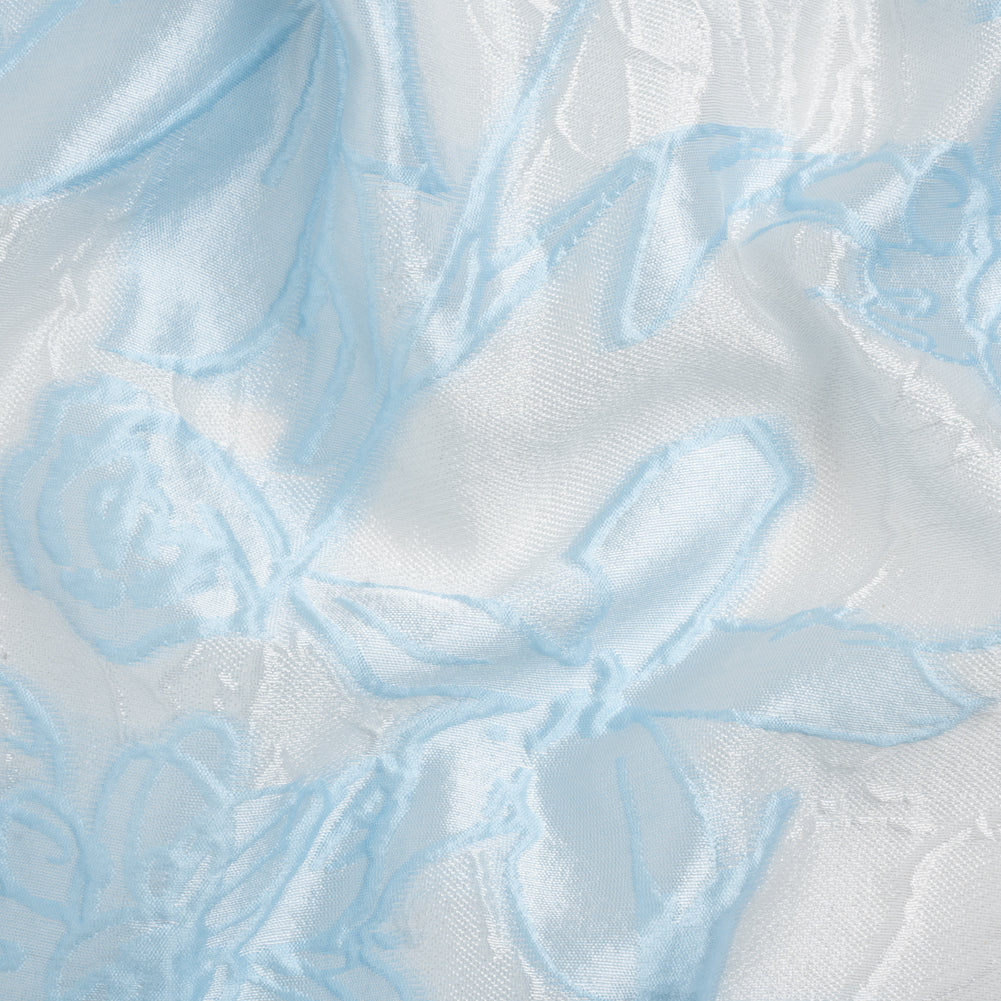 Baby Blue and Cream Floral Sheer Luxury Brocade