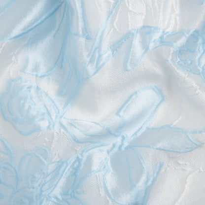 Baby Blue and Cream Floral Sheer Luxury Brocade