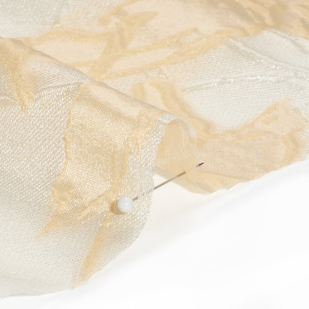 Beige and Cream Floral Sheer Luxury Brocade - Folded