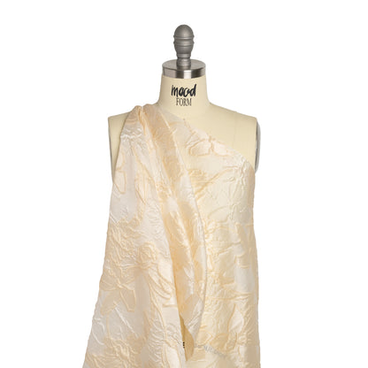 Beige and Cream Floral Sheer Luxury Brocade - Detail
