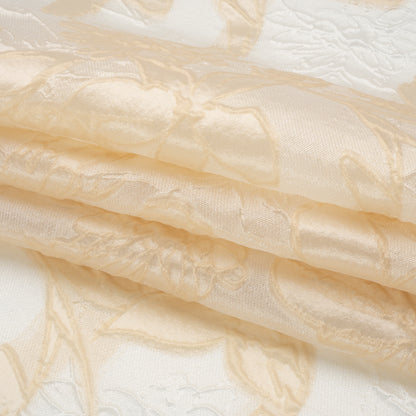 Beige and Cream Floral Sheer Luxury Brocade - Full