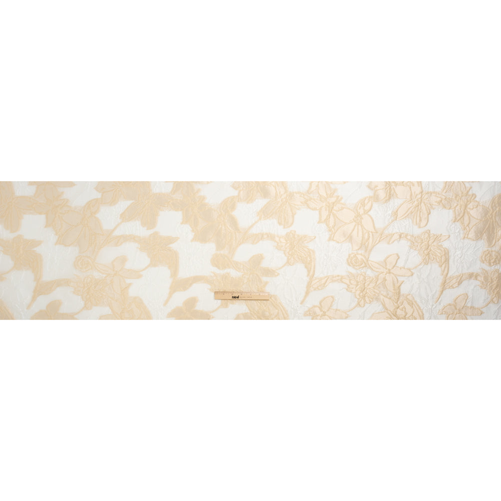 Beige and Cream Floral Sheer Luxury Brocade - Drape