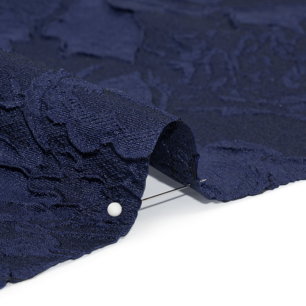 Luminous Navy Crinkled Luxury Brocade Folded