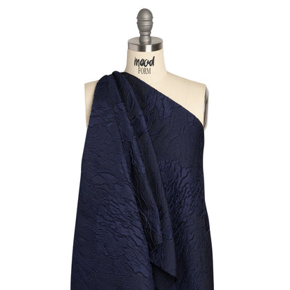 Luminous Navy Crinkled Luxury Brocade Detail