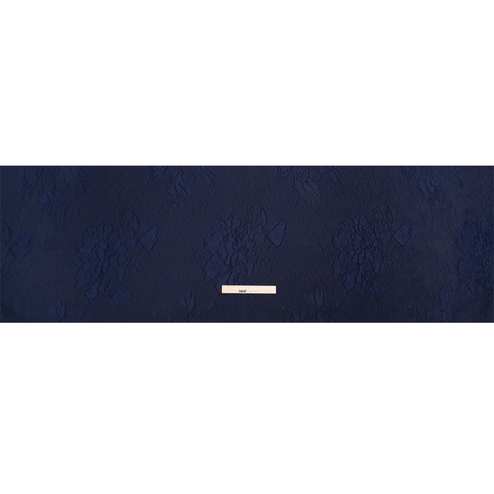 Luminous Navy Crinkled Luxury Brocade Drape