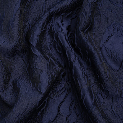 Luminous Navy Crinkled Luxury Brocade