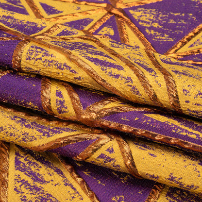 Metallic Copper, Mustard and Purple Geometric Distress Luxury Brocade - Full