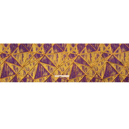 Metallic Copper, Mustard and Purple Geometric Distress Luxury Brocade - Drape