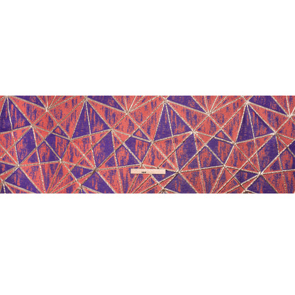 Metallic Gold, Light Red and Purple Geometric Distress Luxury Brocade Drape