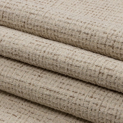 Crypton Creme Crosshatched Polyester Chenille Woven - Folded